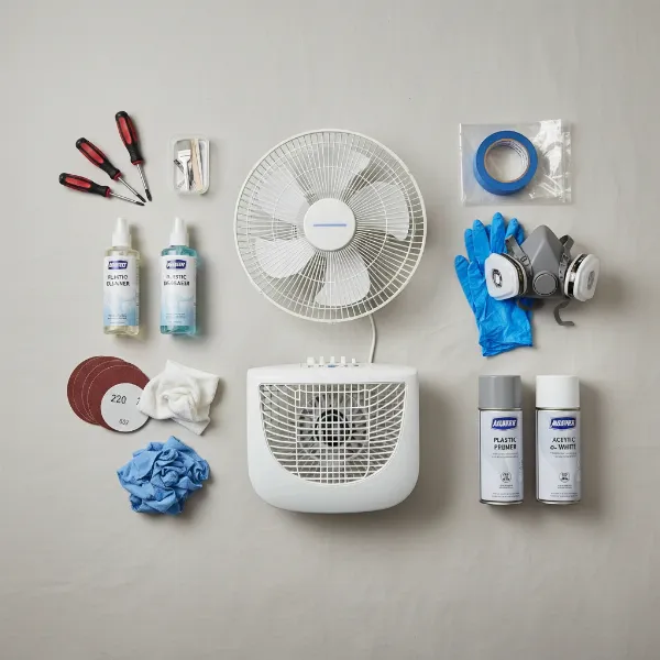 essential tools and materials for plastic fan painting project setup